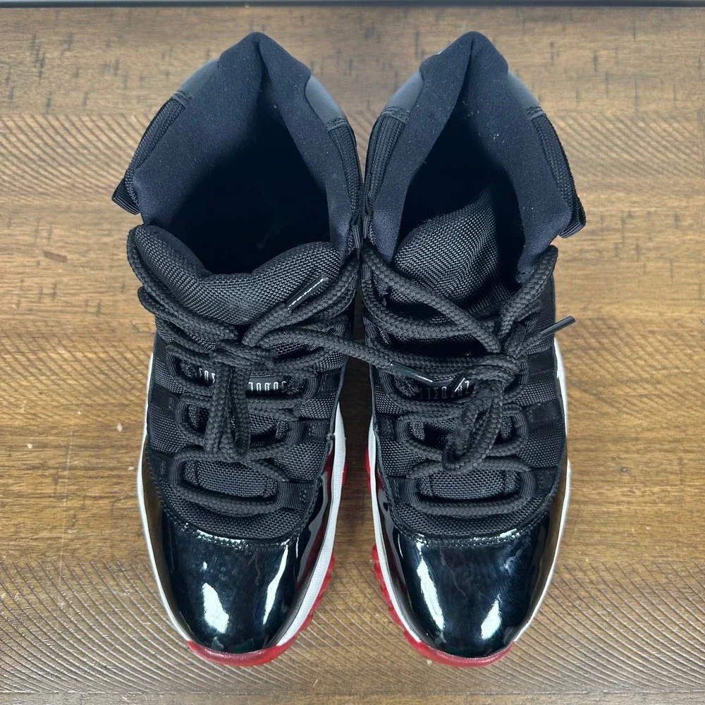 Jordan XI Bred Shoes Mens 10.5 Black Red 11 Retro Patent Leather 2001 Box + Card